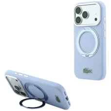 iPhone 18 Pro Max / 17 Pro Max svetlomodrý silikónový kryt Lacoste MagSafe s prstencovým stojanom