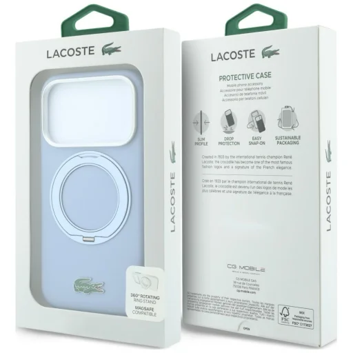 iPhone 18 Pro Max / 17 Pro Max svetlomodrý silikónový kryt Lacoste MagSafe s prstencovým stojanom - 8