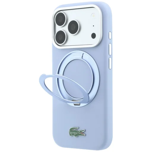 iPhone 18 Pro Max / 17 Pro Max svetlomodrý silikónový kryt Lacoste MagSafe s prstencovým stojanom - 2