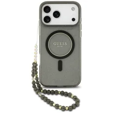 iPhone 18 Pro Max / 17 Pro Max čierne puzdro Guess IML Glitter Pearl Strap MagSafe