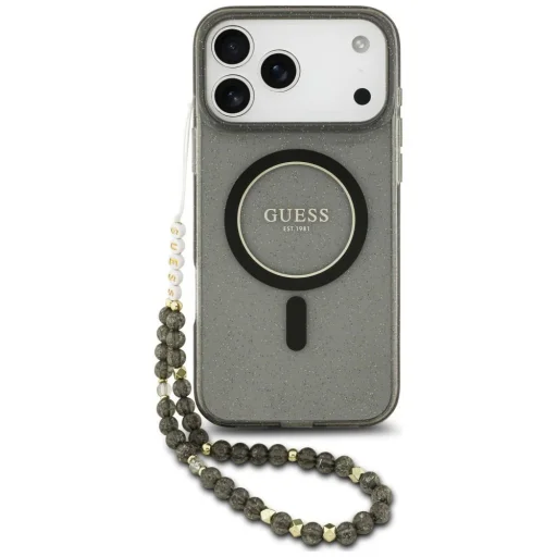 iPhone 18 Pro Max / 17 Pro Max čierne puzdro Guess IML Glitter Pearl Strap MagSafe - 1