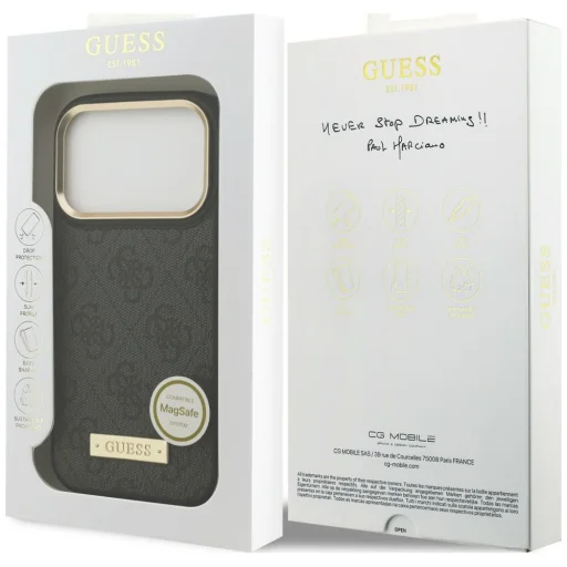  iPhone 18 Pro / iPhone 17 Pro fekete Guess 4G Logo Plate MagSafe tok - 8