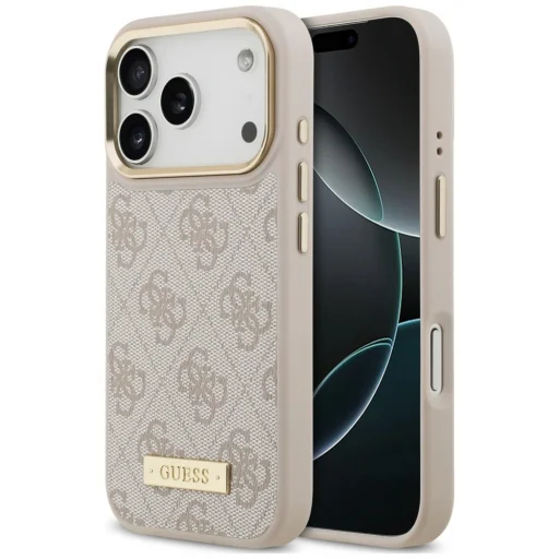 iPhone 18 Pro / iPhone 17 Pro ružové puzdro Guess 4G Logo Plate MagSafe - 1