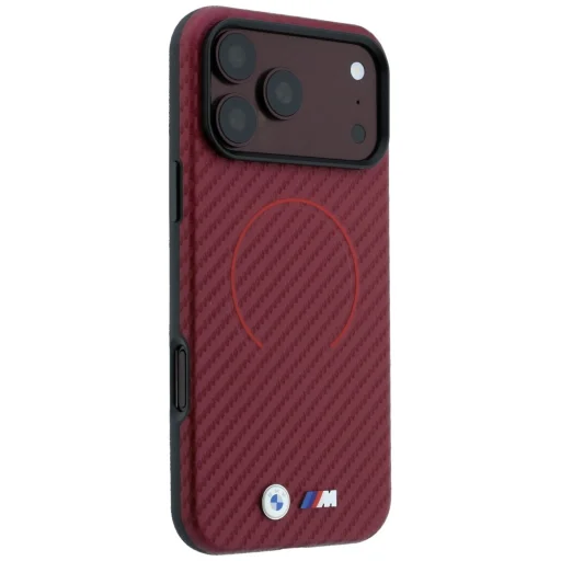 Apple iPhone 18 Pro / iPhone 17 Pro bordový BMW M ochranný kryt s karbónovým vzorom a MagSafe krúžkom - 4