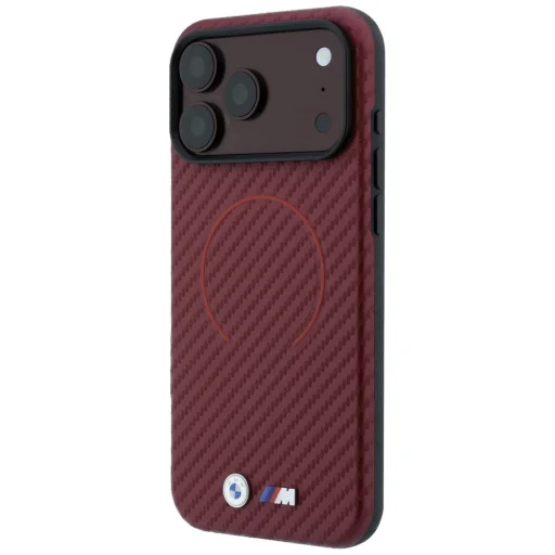 Apple iPhone 18 Pro / iPhone 17 Pro bordový BMW M ochranný kryt s karbónovým vzorom a MagSafe krúžkom - 2