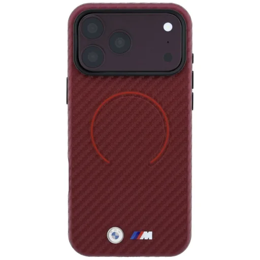 Apple iPhone 18 Pro / iPhone 17 Pro bordový BMW M ochranný kryt s karbónovým vzorom a MagSafe krúžkom - 3