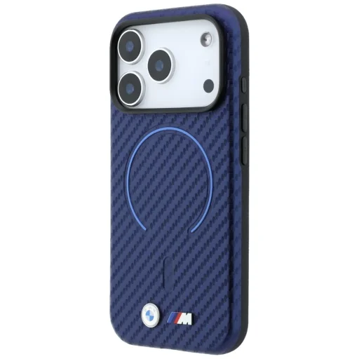 iPhone 18 Pro / 17 Pro tmavomodrý BMW M kryt s karbónovým vzorom, kompatibilný s MagSafe, s krúžkom - 2