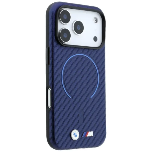 iPhone 18 Pro / 17 Pro tmavomodrý BMW M kryt s karbónovým vzorom, kompatibilný s MagSafe, s krúžkom - 4