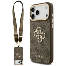 iPhone 18 Pro / iPhone 17 Pro Guess 4G hnedé ochranné puzdro s remienkom