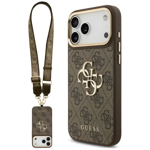 iPhone 18 Pro / iPhone 17 Pro Guess 4G hnedé ochranné puzdro s remienkom - 1