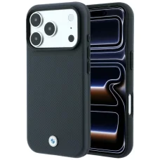 iPhone 18 Pro / 17 Pro BMW M Quadrille Kevlar Metal Logo MagSafe puzdro, antracitovo sivé