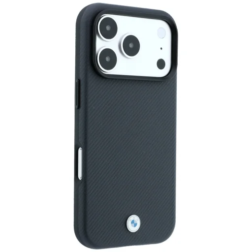 iPhone 18 Pro / 17 Pro BMW M Quadrille Kevlar Metal Logo MagSafe puzdro, antracitovo sivé - 4