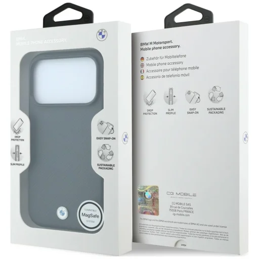 iPhone 18 Pro / 17 Pro BMW M Quadrille Kevlar Metal Logo MagSafe puzdro, antracitovo sivé - 8
