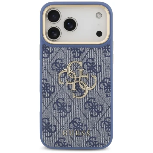 Puzdro na iPhone 18 Pro Max / 17 Pro Max – modré Guess 4G Big 4G Classic Logo, so širokým remienkom a kovovými tlačidlami - 3