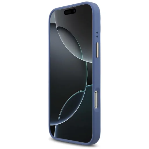 Puzdro na iPhone 18 Pro Max / 17 Pro Max – modré Guess 4G Big 4G Classic Logo, so širokým remienkom a kovovými tlačidlami - 5