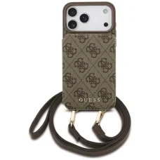 iPhone 18 Pro / 17 Pro hnedé Guess 4G Crossbody puzdro s držiakom na karty a magnetickým zatváraním