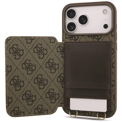 iPhone 18 Pro / 17 Pro hnedé Guess 4G Crossbody puzdro s držiakom na karty a magnetickým zatváraním - 5