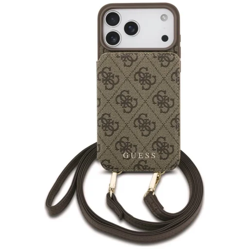 iPhone 18 Pro / 17 Pro hnedé Guess 4G Crossbody puzdro s držiakom na karty a magnetickým zatváraním - 1