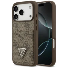 iPhone 18 Pro / iPhone 17 Pro ochranný kryt – Guess 4G Double Card Triangle, hnedý