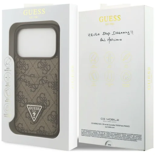 iPhone 18 Pro / iPhone 17 Pro ochranný kryt – Guess 4G Double Card Triangle, hnedý - 8