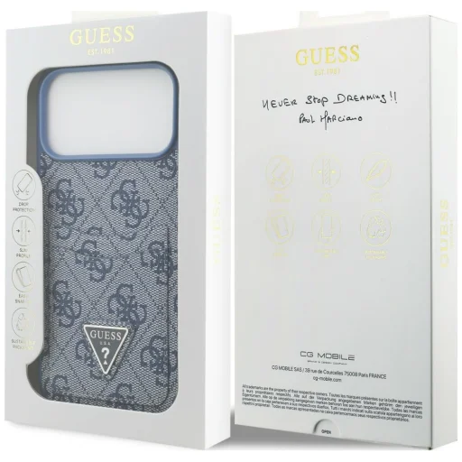  iPhone 18 Pro Max és iPhone 17 Pro Max készülékhez való Guess 4G Double Card Triangle kék tok - 8