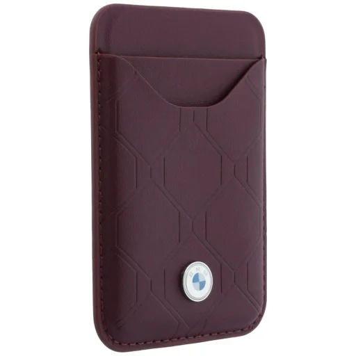 iPhone 18 Pro / iPhone 17 Pro bordové BMW prešívané puzdro s kovovým logom a magnetický držiak na karty - 10