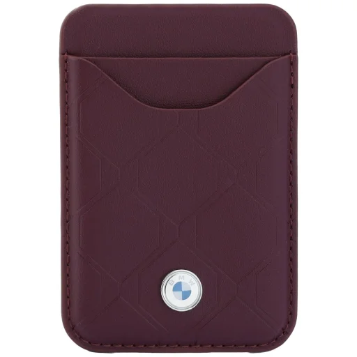 iPhone 18 Pro / iPhone 17 Pro bordové BMW prešívané puzdro s kovovým logom a magnetický držiak na karty - 9