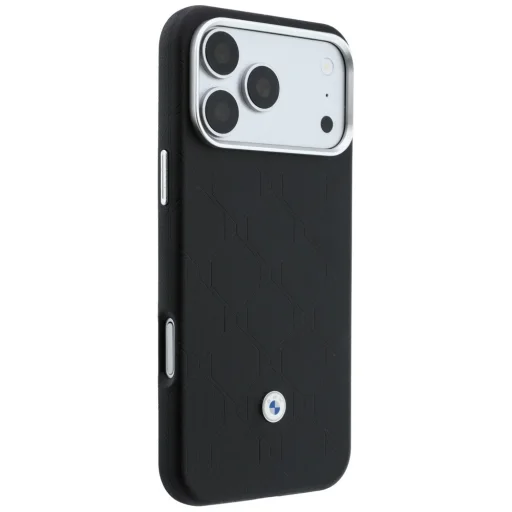 iPhone 18 Pro / 17 Pro čierne BMW prešívané puzdro s kovovým logom a magnetický držiak na karty - 4