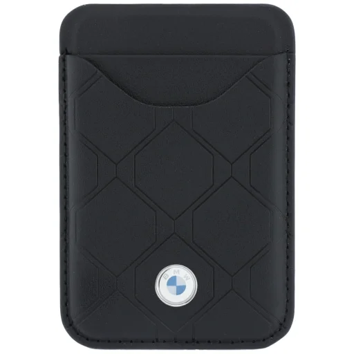 iPhone 18 Pro / 17 Pro čierne BMW prešívané puzdro s kovovým logom a magnetický držiak na karty - 9