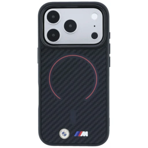 Puzdro pre iPhone 18 Pro / iPhone 17 Pro – BMW M Kevlar MagSafe, čierne, s červeným vzorom - 3