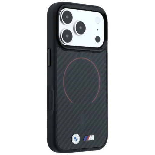 Puzdro pre iPhone 18 Pro / iPhone 17 Pro – BMW M Kevlar MagSafe, čierne, s červeným vzorom - 4