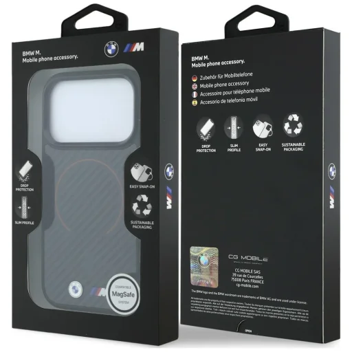  iPhone 18 Pro / iPhone 17 Pro tok – BMW M Kevlar MagSafe, fekete, piros mintával - 8
