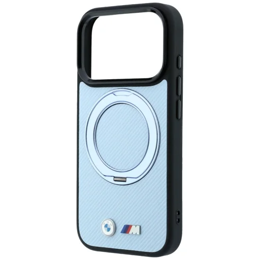 iPhone 18 Pro / iPhone 17 Pro modré BMW Kevlar puzdro s 360° prstencovým stojanom a MagSafe - 6