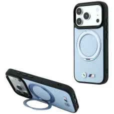  iPhone 18 Pro Max / iPhone 17 Pro Max kék BMW Kevlar Ring Stand 360 MagSafe védőtok