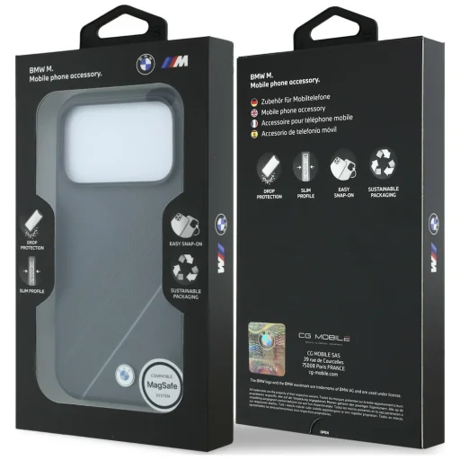 iPhone 18 Pro Max / iPhone 17 Pro Max puzdro BMW M Tire Track MagSafe, so strieborným pásikom, antracitové - 8