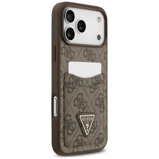 iPhone 18 Pro Max / iPhone 17 Pro Max Guess 4G Double Card Triangle hnedé puzdro - 4