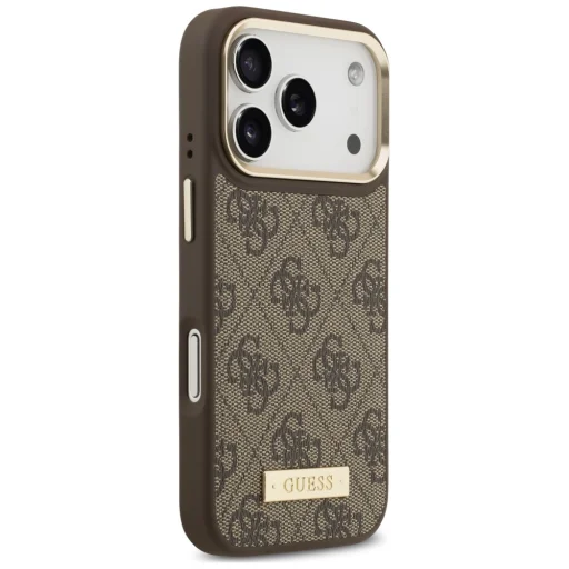 Apple iPhone 18 Pro Max / iPhone 17 Pro Max barna Guess 4G Logo Plate MagSafe tok - 4