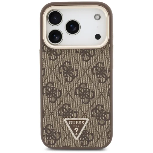 iPhone 18 Pro Max / 17 Pro Max Guess 4G PU puzdro s trojuholníkovým logom a stojanom, MagSafe, hnedé - 3