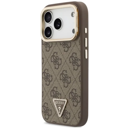 iPhone 18 Pro Max / 17 Pro Max Guess 4G PU puzdro s trojuholníkovým logom a stojanom, MagSafe, hnedé - 2