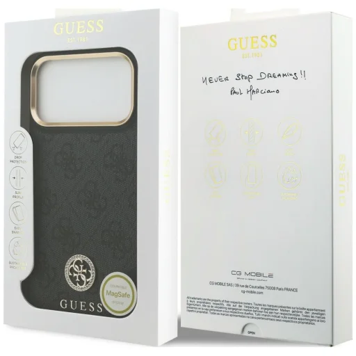 iPhone 18 Pro Max / iPhone 17 Pro Max puzdro – Guess 4G Strass Logo MagSafe, čierne - 8