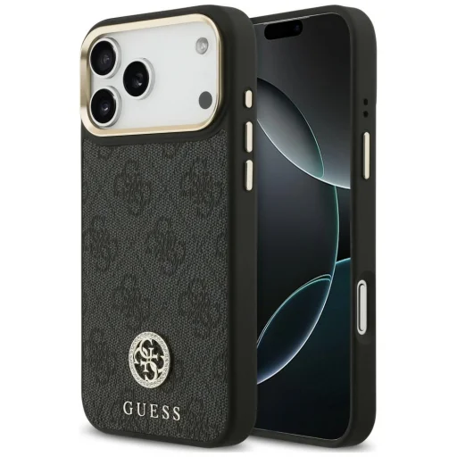 iPhone 18 Pro Max / iPhone 17 Pro Max puzdro – Guess 4G Strass Logo MagSafe, čierne - 1