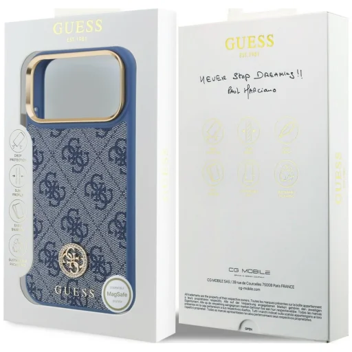  iPhone 18 Pro Max és iPhone 17 Pro Max tok – Guess 4G Strass Logo MagSafe, kék - 8