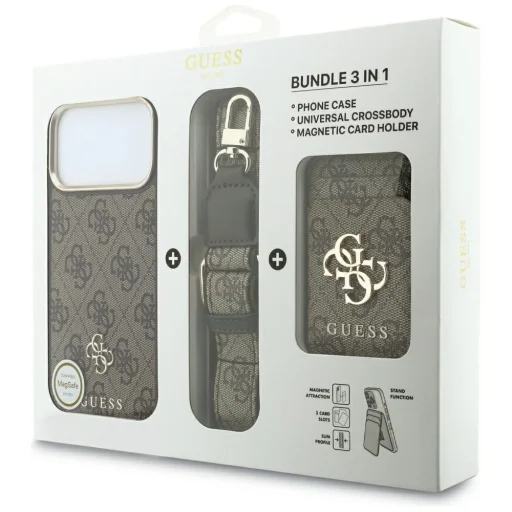  iPhone 18 Pro / 17 Pro tok Guess 4G MagSafe mágneses pénztárcával és pánttal, barna - 9
