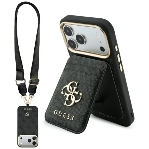  iPhone 18 Pro / iPhone 17 Pro barna Guess 4G MagSafe tok tárcával és pánttal - 1