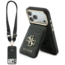  iPhone 18 Pro / 17 Pro Guess 4G MagSafe tok mágneses pénztárcával és hordpánttal, barna