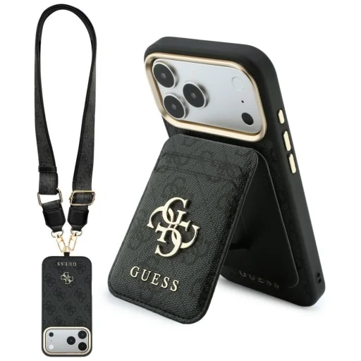  iPhone 18 Pro / 17 Pro Guess 4G MagSafe tok mágneses pénztárcával és hordpánttal, barna - 1