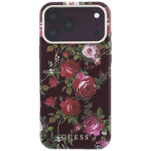  Apple iPhone 18 Pro / iPhone 17 Pro Guess Blossom Roses Print MagSafe bordó tok - 3