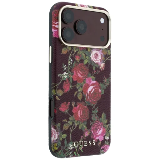  Apple iPhone 18 Pro / iPhone 17 Pro Guess Blossom Roses Print MagSafe bordó tok - 4