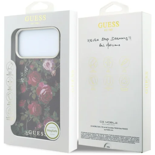  Apple iPhone 18 Pro / iPhone 17 Pro Guess Blossom Roses Print MagSafe bordó tok - 8