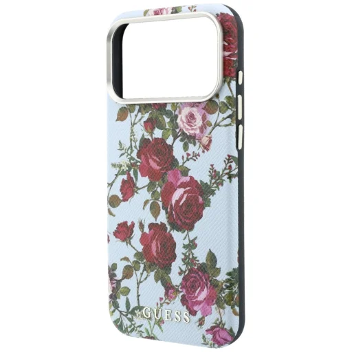  iPhone 18 Pro / iPhone 17 Pro Guess Blossom Roses Print MagSafe kék tok - 6